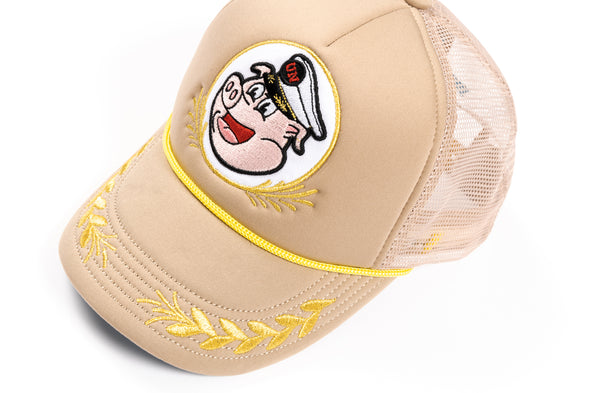 UNHEARDOF Captain Piggy Trucker Hat Brown