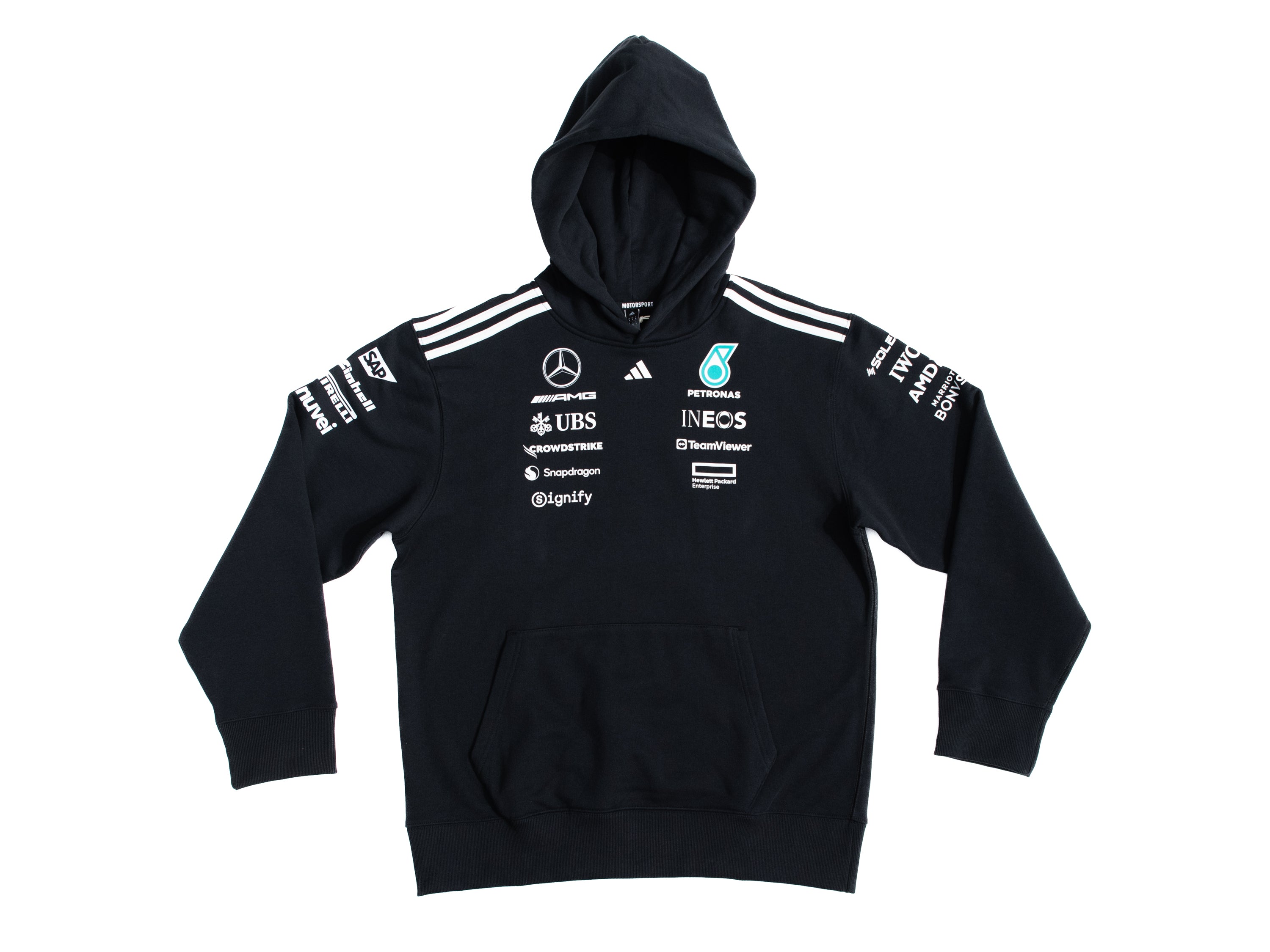Mercedes-AMG Petronas F1 Team Official Hoodie | Black Logo Hoodie | 80% Organic Cotton, Kangaroo Pocket