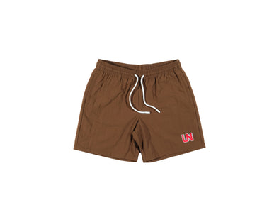 UNHEARDOF Core UN Outlined Logo Embroidered Nylon Shorts 'Major Brown'