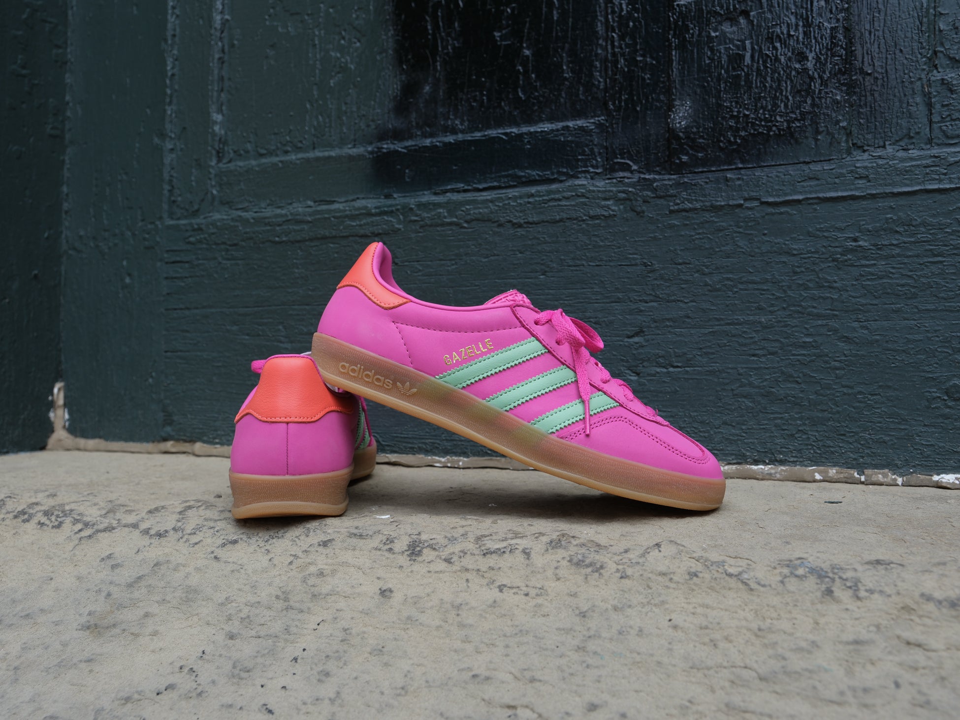 Adidas Women's Gazelle Indoor 'Semi Lucid Fuchsia/Semi Green Spark' -Originally $120.00 -