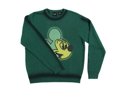 HUF x Disney Mickey Spray Crewneck Sweater 'Forest Green'