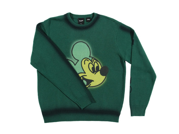 HUF x Disney Mickey Spray Crewneck Sweater 'Forest Green'