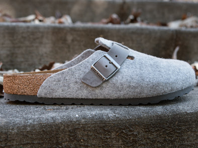 Birkenstock Boston Natural Leather-Felt 'Light Gray'